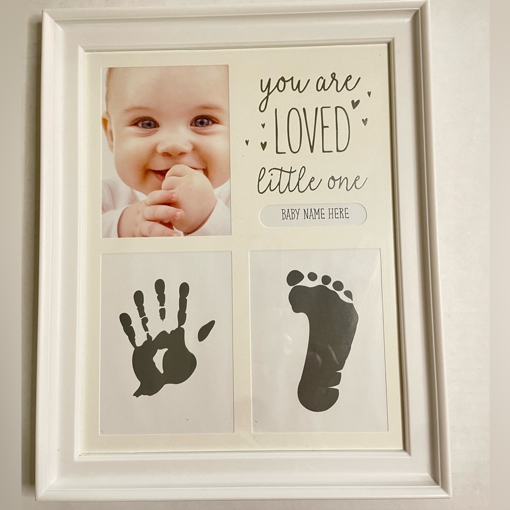 Baby First Prints & Photo Frame - White Hods 3x4 Photo (Ink NOT Included)